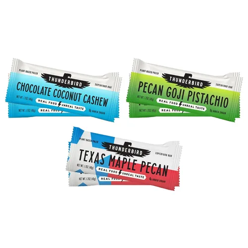 Miniatura 7 de Thunderbird Bars Bocadillo Energético, Sin Gluten con Proteínas, Comida Real Saludable, Vegano Paleo Sin OGM, Sin Azúcar Añadido, Paquete