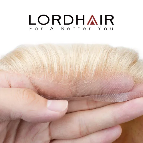 Miniatura 4 de Lordhair Tupé frontal de encaje francés para hombres 0.004 in inyectado piezas de pelo de piel fina unidas con sistema de cabello de encaje