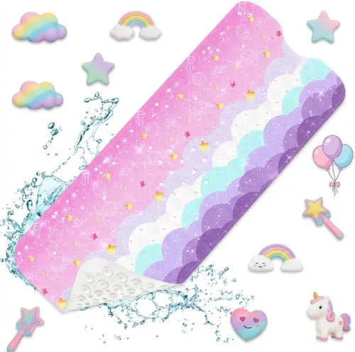 Miniatura 2 de Tapete de ducha para bañera de dinosaurio, selva, diseño tropical, caprichoso, antideslizante, extra largo, 40 x 16 pulgadas, lavable a máquina
