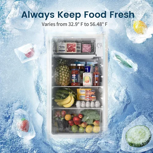 Miniatura 4 de BANGSON Mini refrigerador con congelador, 3.2 pies cúbicos, refrigerador pequeño de una sola puerta, eficiencia energética, bajo ruido, mini Blanco