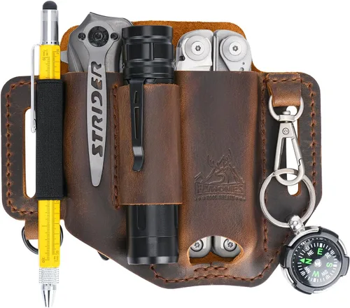 Miniatura 7 de FLYHOMES Funda Premium de Cuero Genuino de Vaca de Grano Completo para Multiherramientas Organizador de Cinturón Cosido a Mano para Leatherman