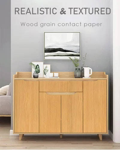 Miniatura 2 de Sevalo Papel de contacto de madera para despegar y pegar, papel tapiz de grano de madera claro para armarios y cajones, papel tapiz autoadhesivo