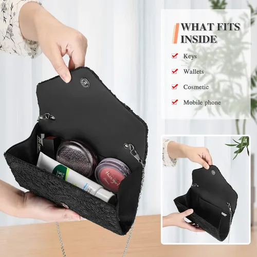 Miniatura 4 de UBORSE Bolso de noche clutch de encaje tipo sobre para mujer, formal, elegante, para boda, fiesta, cóctel, bandolera y bolso de hombro