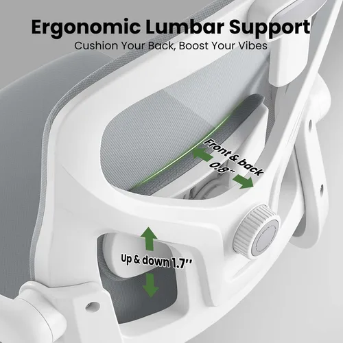 Miniatura 6 de Sillas de oficina ergonómicas de malla con soporte lumbar y reposacabezas ajustable, cómoda silla de escritorio para computadora con respaldo alto