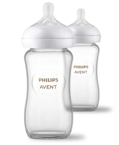 Miniatura 14 de Philips Avent SCY913/01 - Biberón de vidrio natural con pezón de respuesta natural (flujo medio, flujo 3), 8 onzas, SCY913/01