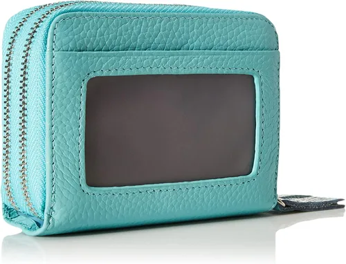 Miniatura 2 de Billeteras de cuero para mujer con doble cremallera RFID bloqueo bolsillo para monedas