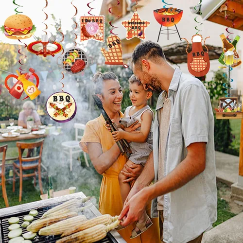 Miniatura 5 de 48 remolinos colgantes para barbacoa para patio trasero, fiesta de picnic de verano, parrilla de hamburguesa de doble cara, decoraciones de fiesta