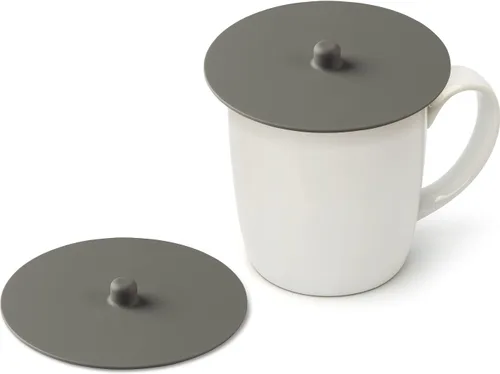 Carrotez Paquete de 2 tapas de silicona para tazas, tapas para tazas de 4.3 pulgadas, tapas de silicona reutilizables para tazas de café y té, color