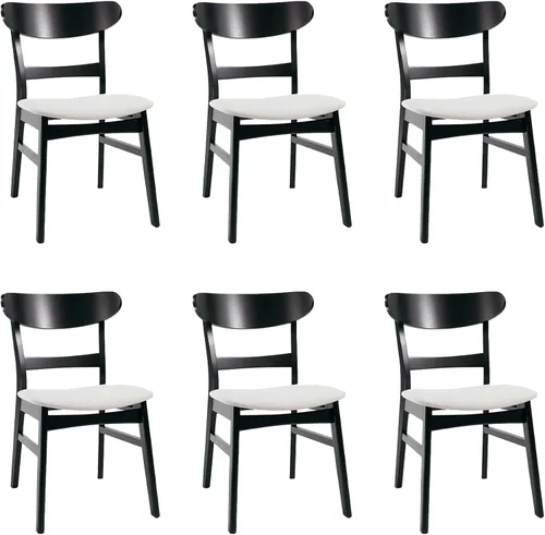 Miniatura 18 de Dining Chairs Set of 2, Mid Century Modern Dining Chairs with Curved Backrest and Wood Legs, Walnut Finished Frame Upholstered Dining Room Chairs