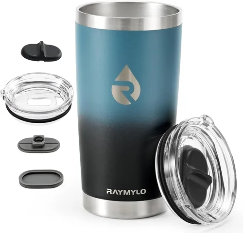 Miniatura 13 de RAYMYLO Vaso de café de viaje aislado de 20 onzas, tapa deslizante desmontable y a prueba de derrames para una limpieza profunda, taza de café