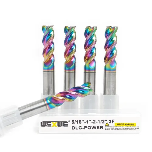 Miniatura 28 de Fresas WEXWE Tools Serie DLC de carburo con extremo cuadrado, revestimiento tipo diamante, fresa para aluminio, cobre, aleaciones de magnesio