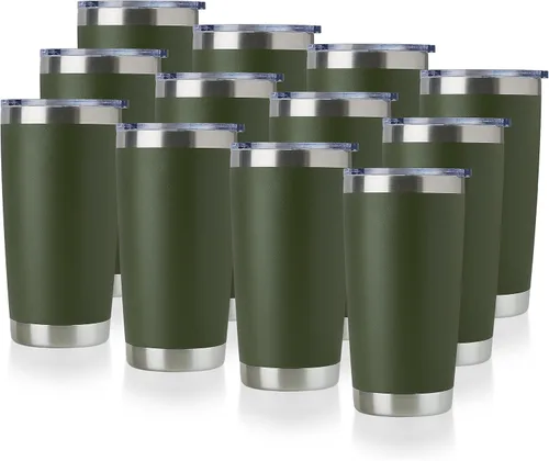 Miniatura 39 de DOMICARE Vaso de acero inoxidable de 20 onzas a granel con tapa, taza de viaje aislada al vacío de doble pared, taza de café con recubrimiento