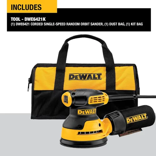 Miniatura 2 de DEWALT Lijadora orbital, herramienta lijadora de palma de 5 pulgadas, 12,000 OPM (DWE6421)
