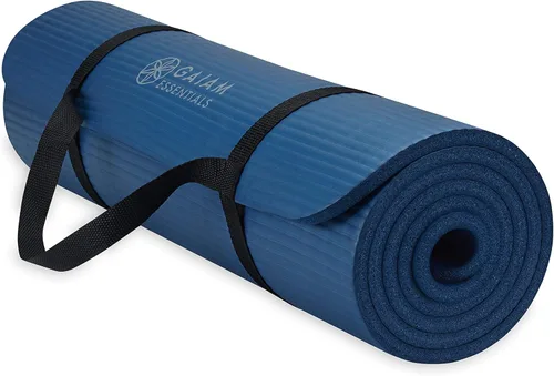 Miniatura 18 de Gaiam Essentials - Alfombrilla de yoga y pilates, fitness y ejercicio de 2/5 pulgadas de grosor (0.394 in) con correa de transporte fácil de Balsam