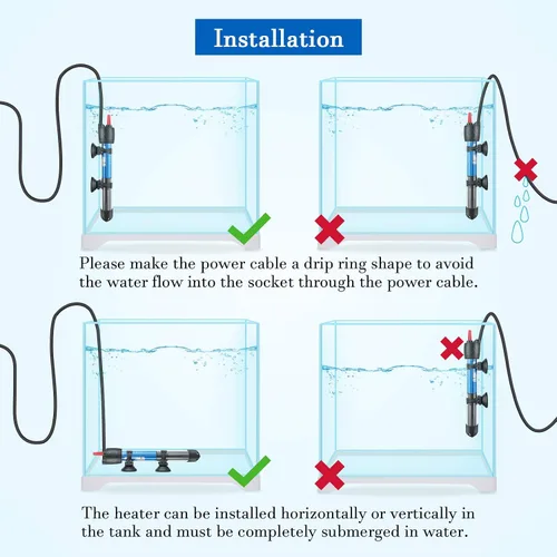 Miniatura 6 de FEDOUR Calentador sumergible de acuario de 50 W, 100 W, 300 W, calentador de agua de vidrio ajustable para tanque de peces y tortugas de 5 a 70