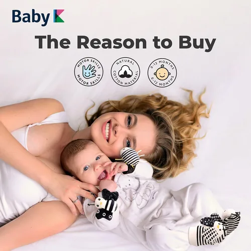 Miniatura 7 de BABY K Calcetines Sonajero para Bebé y Juguetes de Muñeca (Set E) – Juguetes para Recién Nacidos para Bebé Niño o Niña – Juguetes para el Desarrollo