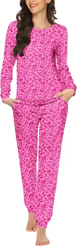 Miniatura 72 de Ekouaer Conjunto de pijama de manga larga para mujer, ropa de dormir suave con cuello redondo y bolsillos