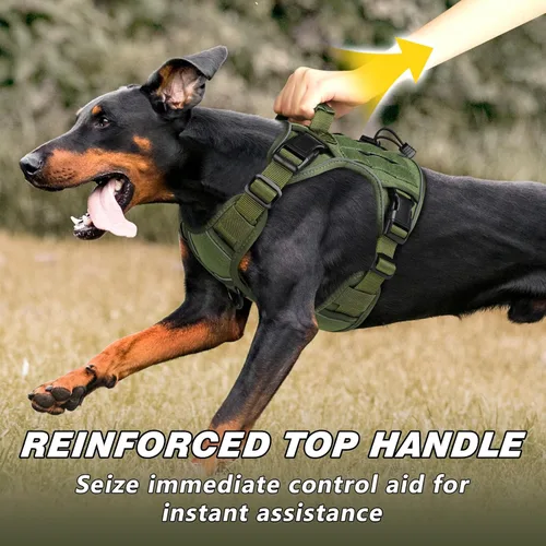 Miniatura 3 de WINGOIN Arnés táctico verde para perros pequeños, arnés resistente sin tirones con asa, ajustable, reflectante, militar, K9, chaleco para mascotas