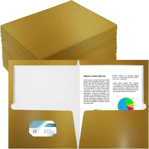 Miniatura 12 de Yeaqee Paquete de 100 carpetas a granel con 2 bolsillos, carpetas de papel laminado brillante, tamaño carta, tamaño carta, dos bolsillos, Azul