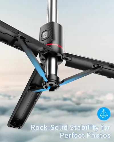 Miniatura 8 de Palo de Selfie de 40" con Luz y Control Remoto Inalámbrico, Soporte de Trípode Portátil para Teléfono para iPhone y Android, Palo de Selfie Ligero