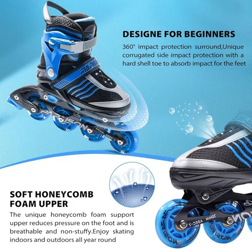 Miniatura 6 de PAPAISON Patines en línea ajustables para niños, patines para niños de 4 a 16 años, patines en línea para niñas de 5 a 8 años y de 8 a 12 años