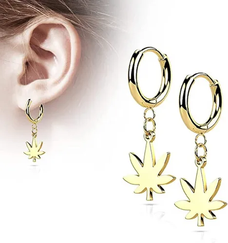 Miniatura 2 de Pendientes de aro con bisagras de acero inoxidable con hoja de maceta