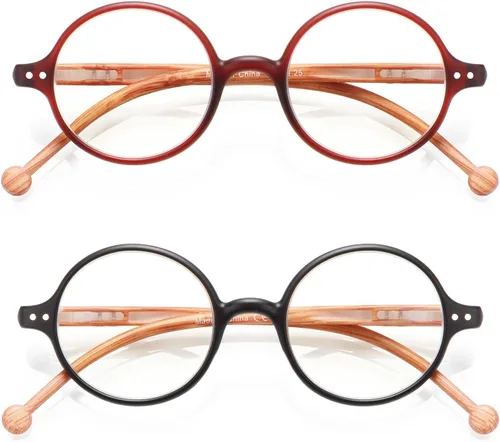 Gafas de Lectura Redondas para Mujeres y Hombres con Bloqueo de Luz Azul, Lectores Circulares Unisex Ultraligeros, Gafas de Lectura sin Prescripción