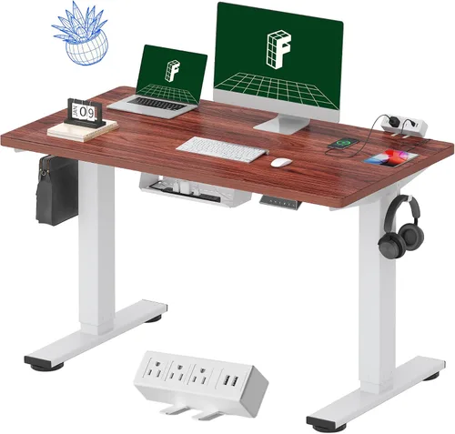 Miniatura 59 de FLEXISPOT EN2 Escritorio de pie de una pieza completa con regleta de alimentación de abrazadera, escritorio eléctrico de altura ajustable de 40 x 24