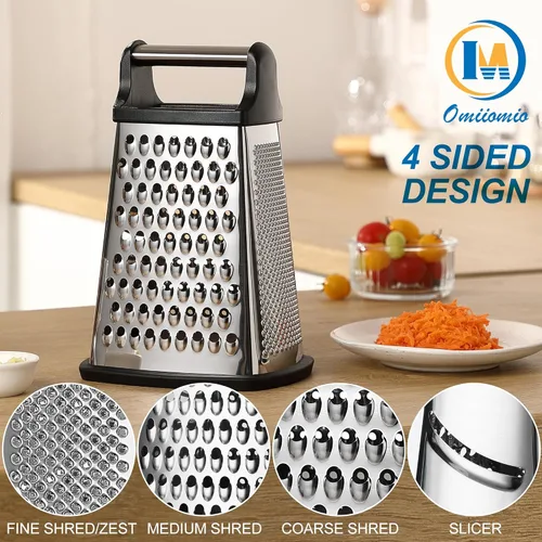Miniatura 6 de Rallador Profesional de Queso - Acero Inoxidable, Tamaño XL, 4 Lados - Rallador de Caja Perfecto para Queso Parmesano, Verduras, Jengibre - Apto