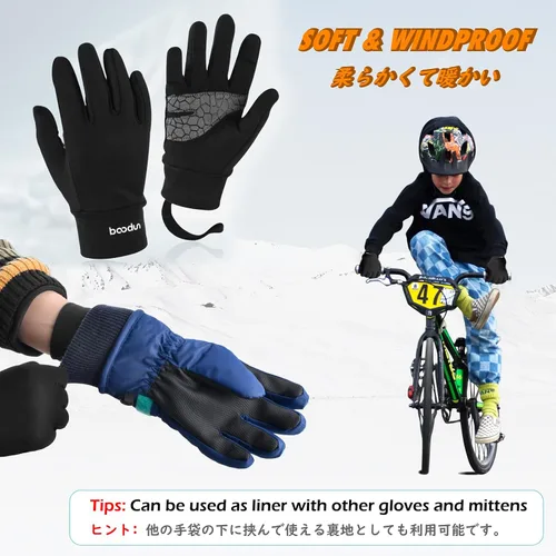 Miniatura 4 de TRIWONDER - Guantes de esquí para niños y niñas, a prueba de viento, abrigados, para clima frío mitones deportivos para snowboard