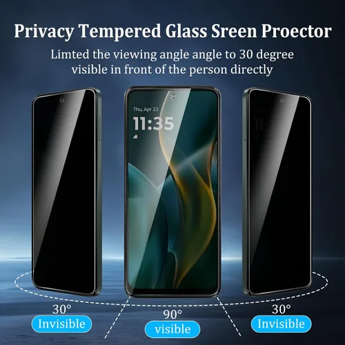 Miniatura 7 de Paquete de 4 protectores de pantalla de privacidad para Motorola Moto G 5G 2025 con 2 protectores de lente de cámara, vidrio templado de dureza 9H