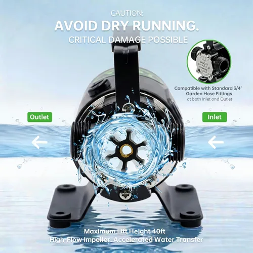 Miniatura 5 de 12V Water Transfer Pump 330GPH Self-Priming Utility Pump with Battery Clamps Hose Kit Portable Electric Non-Submersible Pump for RV Marine Garden