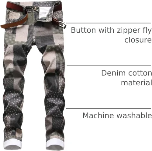 Miniatura 214 de Enrica Pantalones vaqueros estampados casuales para hombre