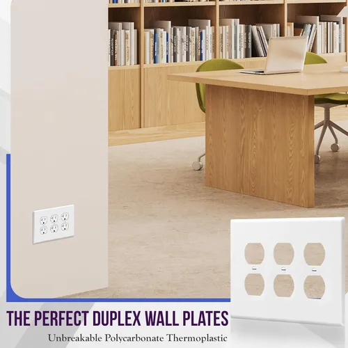 Miniatura 3 de ENERLITES - Placa decorativa de pared para toma de corriente dúplex, acabado brillante, tamaño intermedio, 3 bandas, 4.88 x 6.77 pulgadas, Blanco