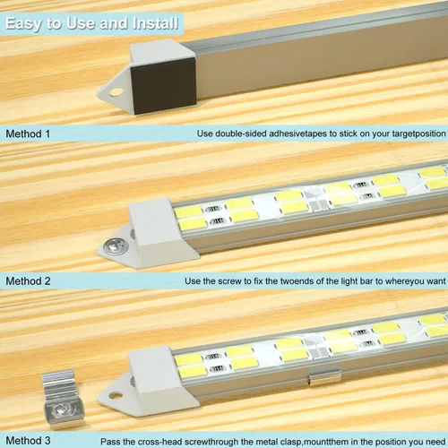 Miniatura 5 de Barra de luz LED impermeable de 12V, tira de luz LED de 12V 54 LEDs 7000K color blanco luz LED interior para gabinete en remolque cerrado DIY