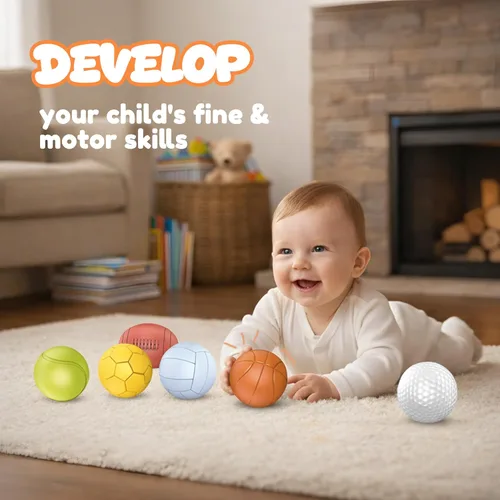 Miniatura 2 de Pelotas sensoriales para bebés, bolas de goma suave para niños de 1 a 3 años, juguetes de baño sensoriales Montessori de 6 a 12 meses, pelota