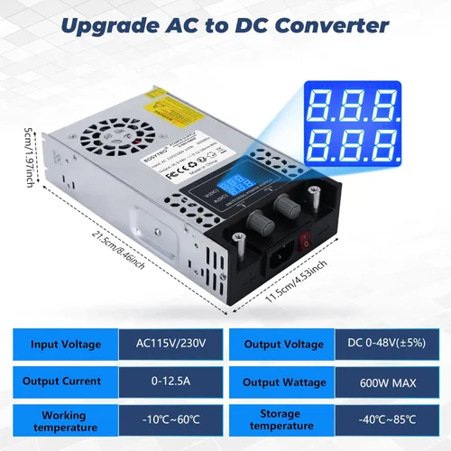 Miniatura 2 de Convertidor de CA a CC Fuente de alimentación de 48 V CC ajustable 0-48V 0-12.5A SMPS Max 600W Fuente de alimentación conmutada para tira LED, bomba