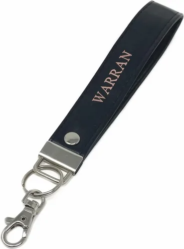 Miniatura 5 de Llavero personalizado de piel sintética con llavero y gancho de langosta, iniciales personalizadas nombre fecha o frase
