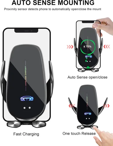 Miniatura 5 de Soporte inalámbrico para cargador de automóvil, carga rápida, sujeción automática de 15 W, soporte inteligente de inducción de control dual