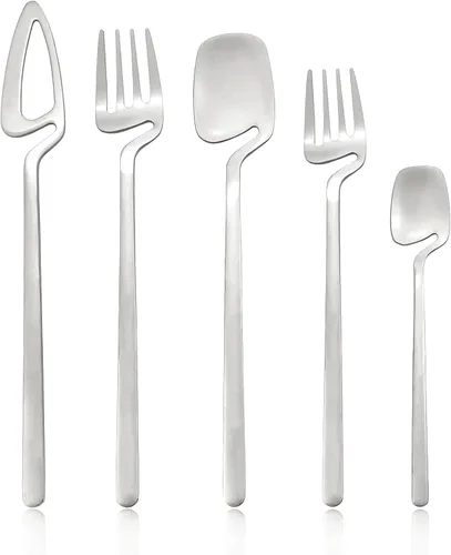 Miniatura 9 de Juego de cubiertos dorados mate, 20 piezas de cubiertos de acero inoxidable 304 colgantes para 4, juego de utensilios de cocina con acabado Oro