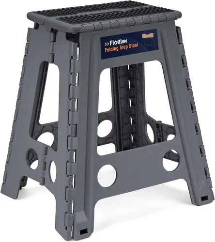 Miniatura 22 de Flottian Taburete plegable de 9 pulgadas para adultos y niños con capacidad para hasta 300 libras, taburetes plegables antideslizantes con asa