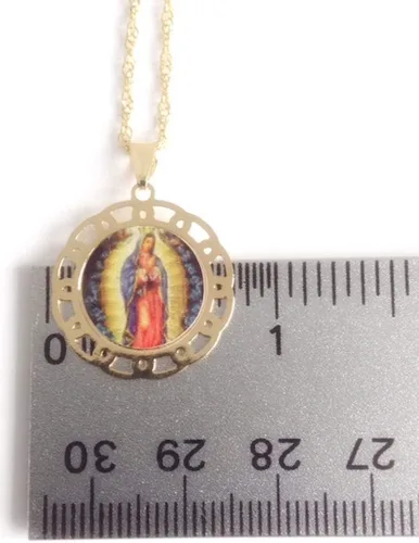 Miniatura 6 de SIFRIMANIA Cadena de medalla religiosa católica chapada en oro para niños y mujeres