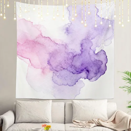 Miniatura 62 de Shrahala Tapiz de pared azul brillante, acuarela azul degradado para colgar en la pared, tapiz grande decorativo de fibra de poliéster, dobladillo