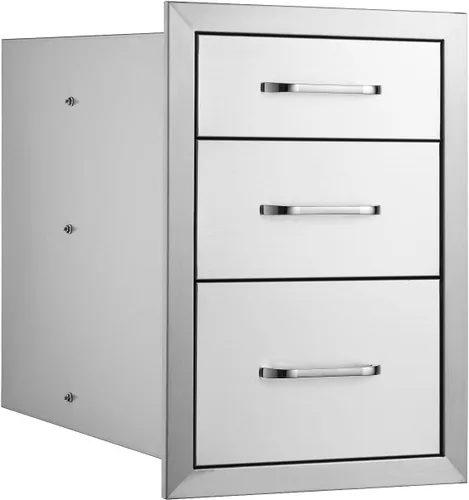 Miniatura 9 de VEVOR Cajones de cocina para exteriores de 14 x 20.3 pulgadas, cajones triples de montaje empotrado, 14 pulgadas de ancho x 20.3 pulgadas de alto x