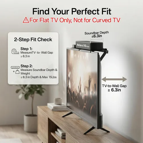 Miniatura 2 de Soporte de barra de sonido sin taladrar en la parte superior del televisor: estante superior universal de TV para barras de sonido pequeñas de hasta