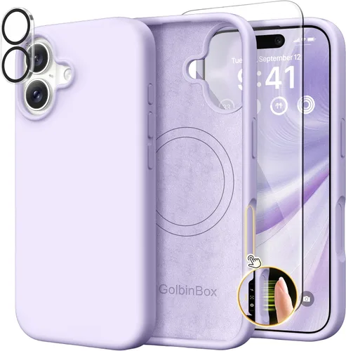 Miniatura 12 de GolbinBox Funda magnética para iPhone 17, compatible con MagSafe, cubierta de silicona integrada para control de cámara, funda de silicona líquida a