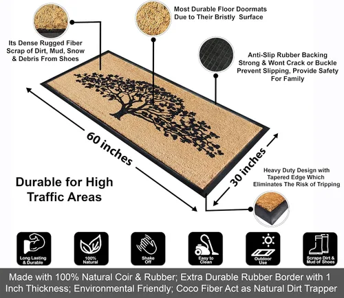Miniatura 131 de A1HC Tapete para Puerta de Fibra de Coco Natural y Caucho, 30"x48" – Grueso, Duradero, Resistente, Anti-Desprendimiento, Resistente a