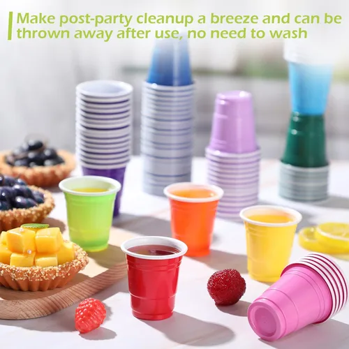 Miniatura 4 de Eaasty Paquete de 1000 vasos de chupito de plástico de 2 onzas/2.0 fl oz, desechables, a granel, surtido de vasos de fiesta para niños, cumpleaños