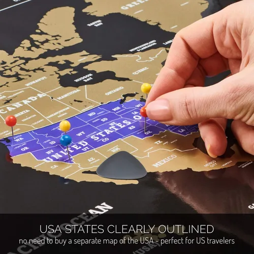 Miniatura 2 de Mapa del mundo para raspar – Extra grande – Póster de mapa del mundo fácil de enmarcar – El mejor regalo de mapa del mundo de viaje – Todos