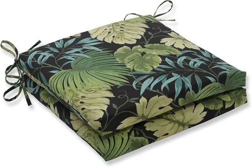 Miniatura 24 de Pillow Perfect Cojines de asiento de esquina cuadrados para exteriores e interiores, 16 x 18.5 pulgadas, selva verde con hojas exuberantes, 2 Selva
